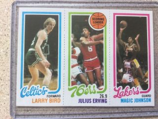 1980 - 1981 Topps Larry Bird/ Julius Erving/ Magic Johnson 6 Basketball Card