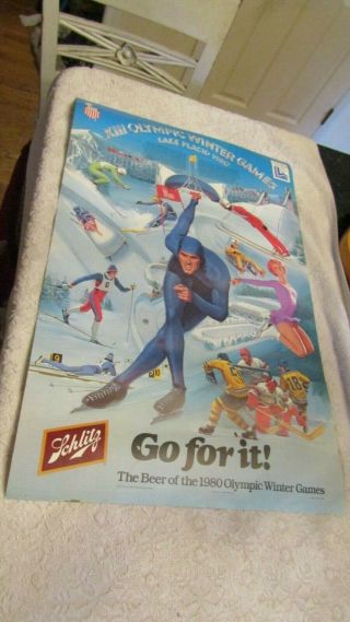 Schlitz Beer 1980 Xiii Olympic Winter Games Lake Placid Poster Miracle On Ice