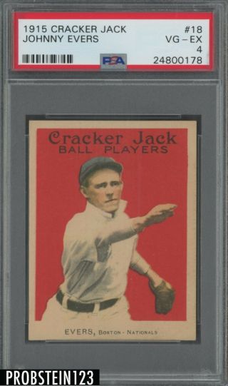 1915 Cracker Jack 18 Johnny Evers Boston Hof Psa 4 Vg - Ex