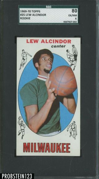 1969 Topps Basketball 25 Lew Alcindor Bucks Rc Rookie Hof Sgc 80 Ex - Nm 6