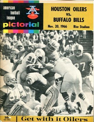 1966 Houston Oilers V Buffalo Bills Program 11/20 Rice Stadium Vg 48730b3