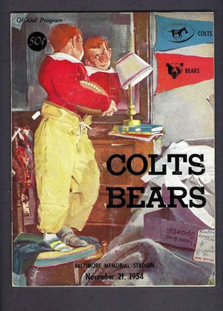 1954 Baltimore Colts Vs.  Chicago Bears Nov 21 Program W/scarce Ticket Stub