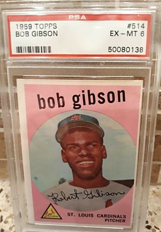 1959 Topps Bob Gibson 514 Baseball Card Psa 6 Ex Mt St.  Louis Cardinals