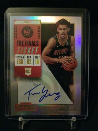 2018 - 19 Contenders Trae Young Finals Ticket On Card Auto Rc 34/49 Hawks