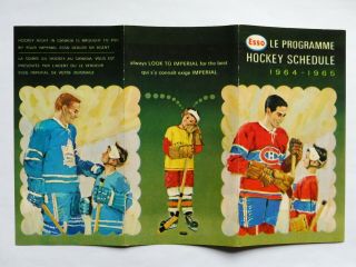 1964 - 65 Esso Nhl Pocket Schedule Montreal Canadiens Toronto Maple Leafs