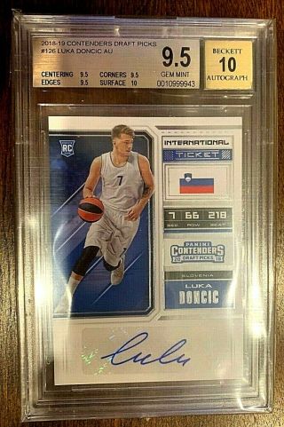 2018 - 2019 Panini Contenders Draft Luka Doncic Rookie Rc Auto Bgs 9.  5/10 Big Subs