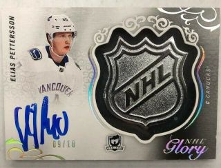 19 - 20 Ud The Cup Nhl Glory Shield Auto Elias Pettersson 9/10 Hard Signed Nr