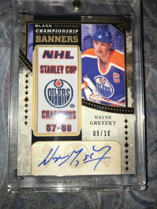 Wayne Gretzky Black Diamond Championship Banners Edmonton Oilers Auto 9/10