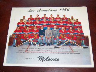 Molson Montreal Canadians Hockey Team Photo 1954 - 1955