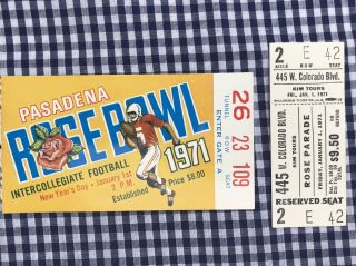 1971 Ohio State Stanford Rose Bowl Football Ticket Stub W/ Rose Parade Ticket