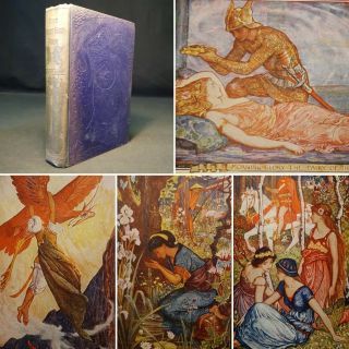 1916 Violet Fairy Book Andrew Lang Colour Plates Tales Dragon Enchanted Dwarfs