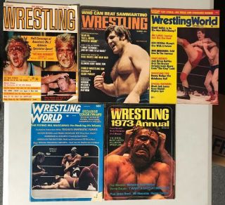 5 Vintage Wrestling Magazines 70 