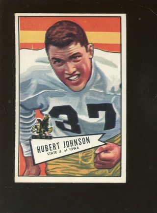 1952 Bowman Large Football Card 108 Hubert Johnson Rookie Sp Ex,