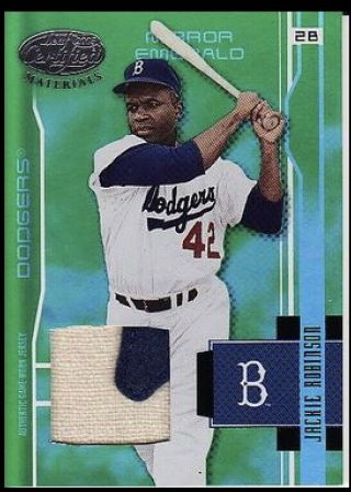 Jackie Robinson 2002 Leaf Certified Mirror Emerald 3/5 Game Jersey Patch