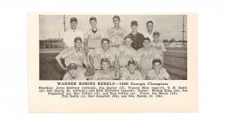 Warner Robins Rebels Georgia 1950 Baseball Team Picture