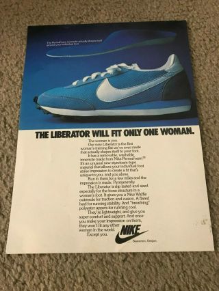 Vintage 1979 Nike Liberator Running Shoes Poster Print Ad 1970s Waffle Sole