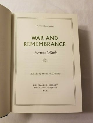 1978 Franklin First Edition War And Remembrance Herman Wouk Leather