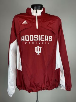 Men’s Adidas Quarter - Zip Indiana Hoosiers Football Pullover Windbreaker Jacket M