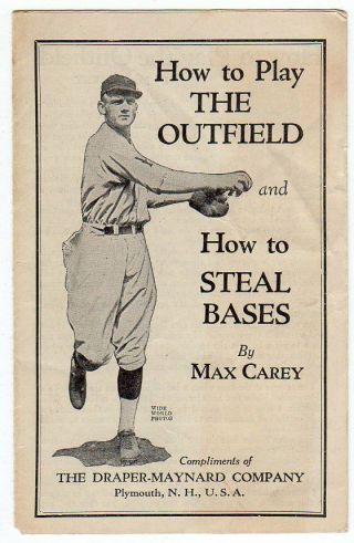 Draper Maynard Company How To Play The Outfield By Max Carey Pamphlet