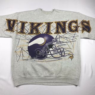 Vintage Minnesota Vikings All Over Print Crewneck Sweatshirt Xl The Game Nfl