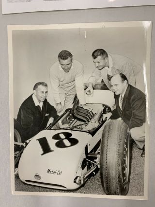(3) Vintage Racing Photos Metal - Cal Car,  James Coburn,  Bobby Unser Bardahl 1