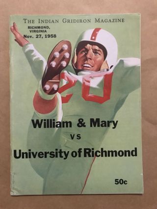 William & Mary Univ Of Richmond College Football Program - 1958 - Ex