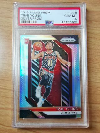 2018 - 19 18 - 19 Panini Prizm Trae Young Silver Rookie Refractor Rc 78 Psa 10