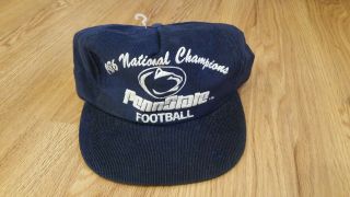 1986 Penn State Football National Champs Blue Snapback Corduroy Hat Nos