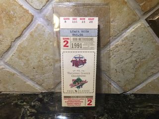 1991 MLB WORLD SERIES MINNESOTA TWINS ATLANTA BRAVES GAME 2 TICKET STUB 10/20/91 3