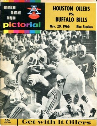 1966 Houston Oilers V Buffalo Bills Program 11/20 Rice Stadium Vg 47048b3