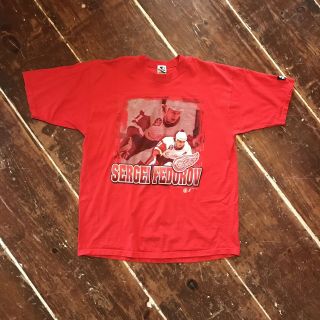 Vintage Sergei Federov Detroit Red Wings T - Shirt 90s Mens Xl 1997 Starter Tee