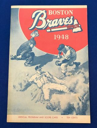 1948 Nm Boston Braves Vs Philadelphia Phillies Baseball Program Scorecard