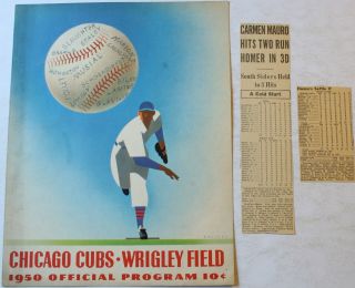 1950 Chicago Cubs Vs White Sox Program W/box Scores Fox Cavarretta Appling Pafko