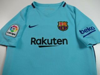 Nike Barcelona Soccer Jersey Messi 10 Fcb Rakuten Teal Blue Futbol Youth Large