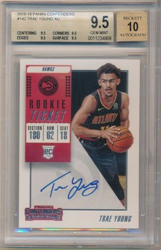 Trae Young 2018/19 Panini Contenders Rc Rookie Autograph Sp Auto Bgs 9.  5 Gem 10