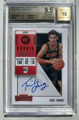 2018 - 19 Panini Contenders Trae Young Rc Auto Bgs 9.  5/10 Great Subs 10 Surface