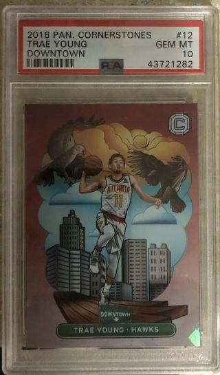 Psa 10 Trae Young 2018 Panini Cornerstones Downtown Case Hit Ssp Rookie Rc