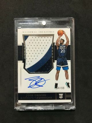 2018 - 19 National Treasures Josh Okogie 3clr Patch Rpa 34/99 Auto Rc Wolves
