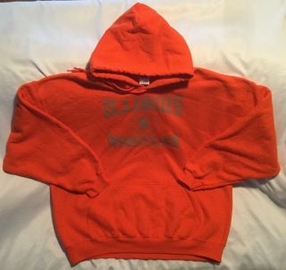 University Of Illinois Fighting Illini Orange Gildan Hoodie Sweatshirt Size Xxl