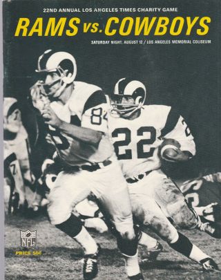 L.  A.  Rams Vs Cowboys 1967 22nd Annual Times Charity Game Program