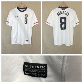 Nike Authentic Dri Fit Mens Clint Dempsey 8 White Team Usa Soccer Jersey Size L