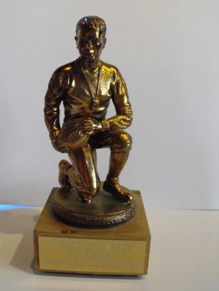 Kneeling Football Player Coach Brass Statue Vintage Look Football Trophy