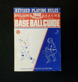 1940 Spalding Guide Antique Baseball Official Athletic Library Vtg Booklet Ex