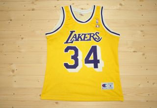 Vintage Champion Nba Los Angeles Lakers Basketball Jersey Shrt 34 O 