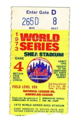 1973 World Series Ticket Stub Oakland Athletics York Mets Game 4