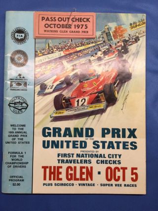 1975 Grand Prix Of The United States At The Glen Program - Lauda