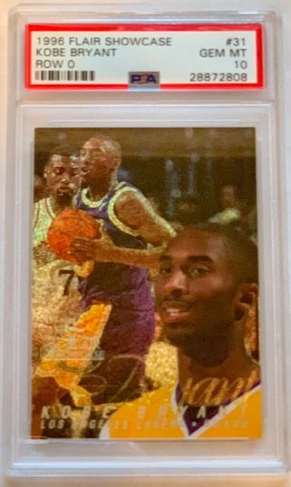 Kobe Bryant Row 0 Rookie Card Psa 10 Gem 1996 - 97 Flair Showcase 31 Rc Lakers
