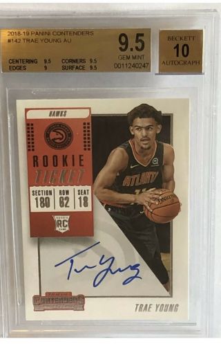 2018 Trae Young Contenders Rookie Ticket Auto Bgs 9.  5– Panini - Hawks - Hot - Rare
