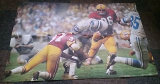 1972 Scholastic Magazines 1970 Detroit Lions Vs Redskins Poster 22 " X 34 "