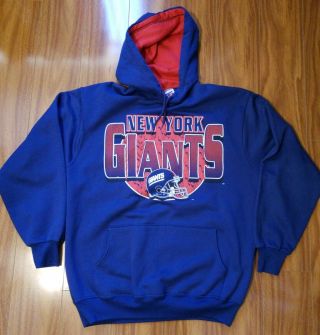 Vintage York Giants Hooded Sweatshirt Blue Size L